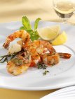 Grilled prawns with herbs — Stock Photo