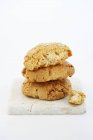 Stacked almond biscuits — Stock Photo