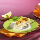 Piece of apple cheesecake — Stock Photo