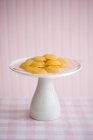 Closeup view of candies and tissue on pedestal dish — Stock Photo