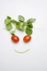 Glückliches Gemüsegesicht über weißer Oberfläche — Stockfoto