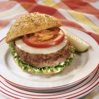 Cheeseburger aux tomates et cornichons — Photo de stock