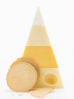 Pyramid of different cheeses — Stock Photo