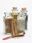 Various spices in spice bottles — Stock Photo