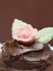 Schokoladenkuchen mit Rose — Stockfoto