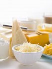 Vários queijos e laticínios — Fotografia de Stock