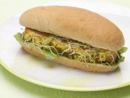Hot dog with sprouts — Stock Photo