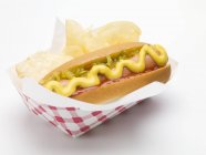 Hot dog avec chips de pommes de terre — Photo de stock