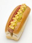 Cachorro-quente com ketchup e gherkin — Fotografia de Stock