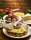 Vegetable Omelet with Bread — Stock Photo
