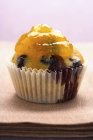 Blueberry muffin with jam — Stock Photo