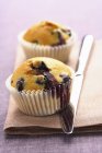 Blueberry muffins in paper cases — Stock Photo