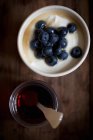 Yogurt greco con mirtilli freschi — Foto stock