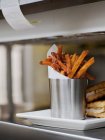 Fresh Fries with in Steel Cup — Stock Photo