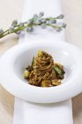 Tagliatelle pasta with chestnuts — Stock Photo