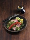 Kale with Kasseler salted pork — Stock Photo