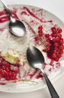 Пустая тарелка с остатками сливок — стоковое фото