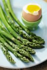 Asparagus and soft boiled egg — Stock Photo