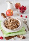 Bowl of oatmeal with apples — Stock Photo