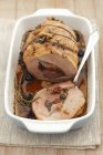 Stuffed collar of pork with olives — Stock Photo