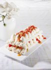 Meringue cake with strawberries — Stock Photo