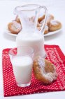 Milk and Bulgarian doughnuts — Stock Photo