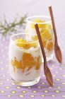Milk pudding with apricots — Stock Photo