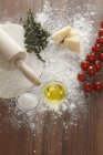 Ingredients for a margherita pizza — Stock Photo