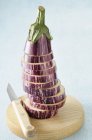 Sliced and stacked aubergine — Stock Photo