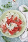 Salad with watermelon and cucumber — Stock Photo