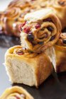 Closeup view of whirls with raisins and cranberry — Stock Photo