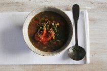 Sopa de lentejas con tomates - foto de stock