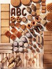 Top view of different biscuits, cookies and wafers — Stock Photo