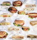 Sanduíches e hambúrgueres variados — Fotografia de Stock