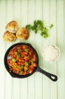 Spicy turkey goulash with rice — Stock Photo