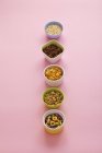 Bowls of breakfast cereals — Stock Photo