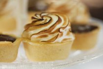 Chocolate tart with meringue top — Stock Photo