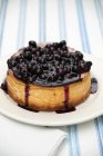 Cheesecake with blueberry topping — Stock Photo