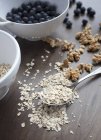 Muesli ingredients and spoon — Stock Photo