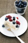 Bacche congelate e cheesecake — Foto stock