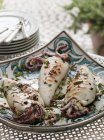 Stuffed Squid with Feta and Herbs — Stock Photo