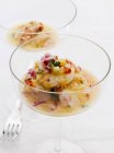 Closeup view of scallop Ceviche with oranges — Stock Photo