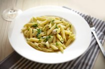 Penne pasta with chive — Stock Photo
