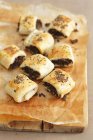 Puff pastry croquets with beef and caraway — Stock Photo