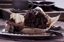 Chocolate muffin on plate — Stock Photo