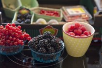Summer berries in bowls — Stock Photo