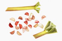 Sliced rhubarb with stalks — Stock Photo