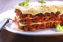 Lasagne with minced meat and tomato sause — Stock Photo