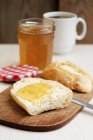 Bread roll with jam — Stock Photo