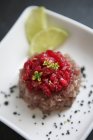 Tuna Tartare with limes — Stock Photo